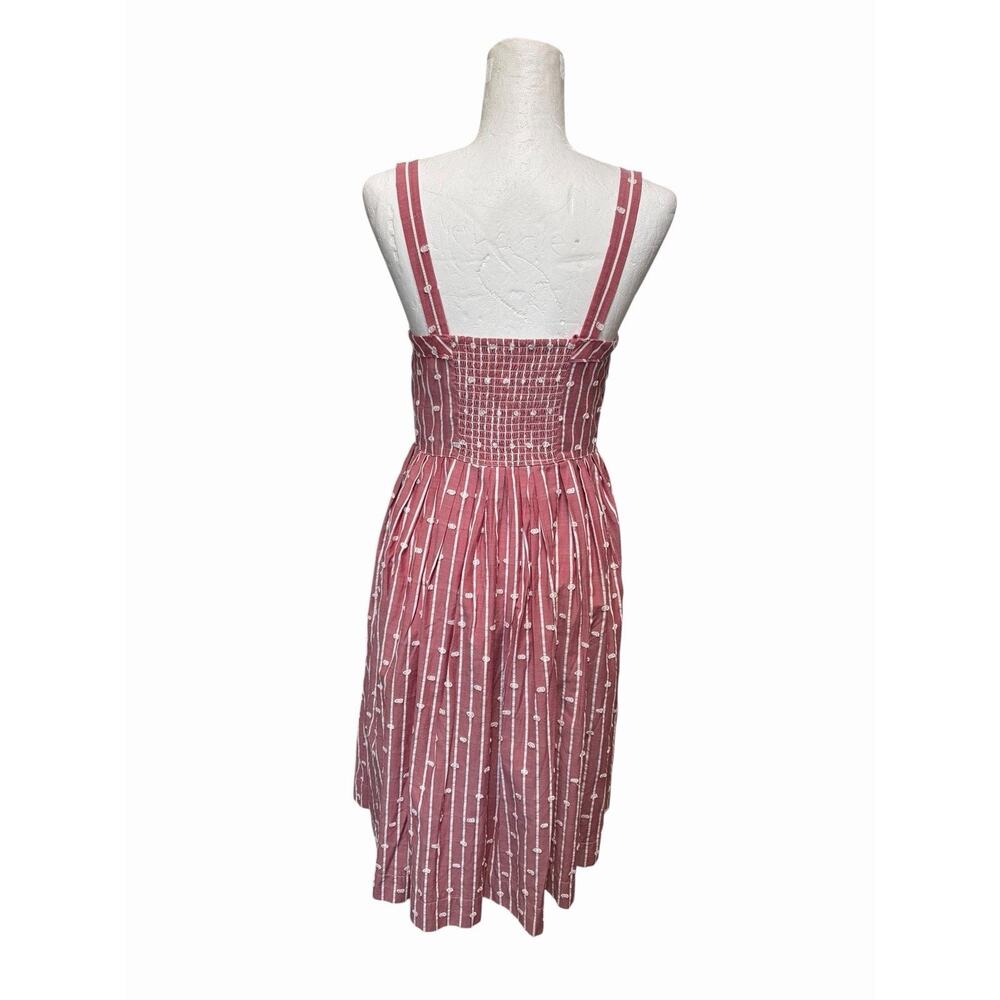Maeve Anthropologie Hudson Dress Red White Striped Clip Dot Midi Size 6 - Picture 5 of 7